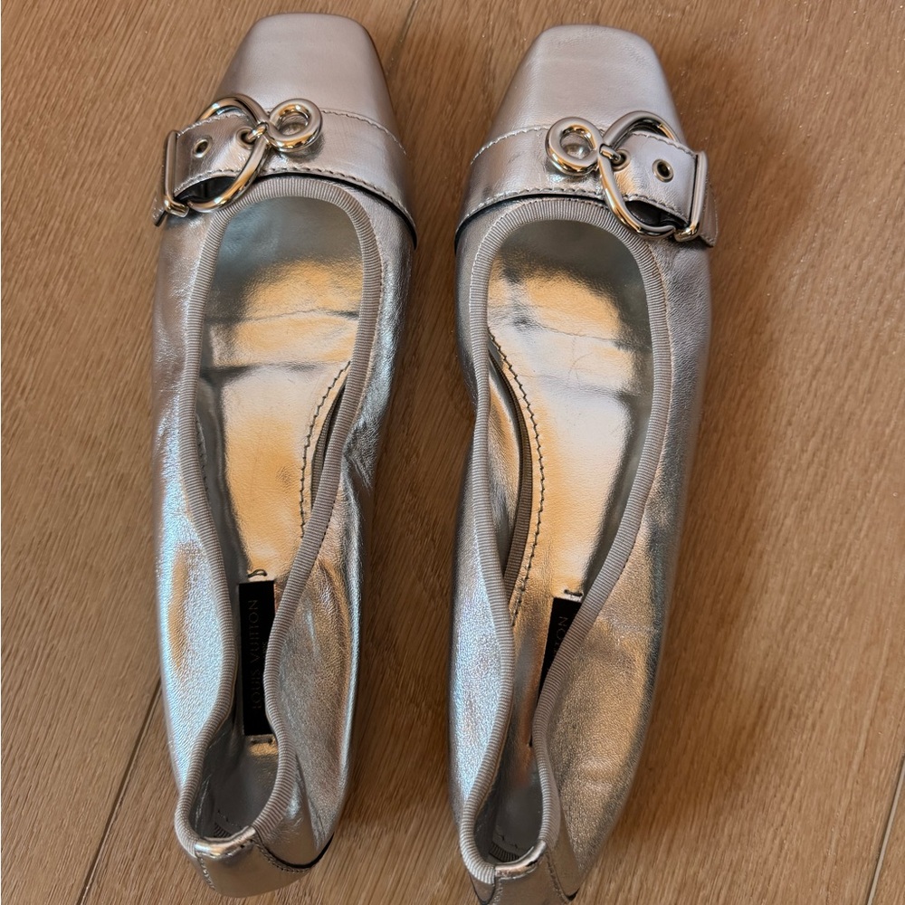 louis vuitton silver flats